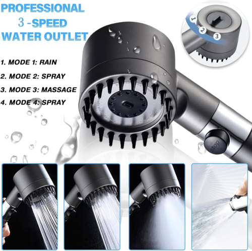 CROWNE Spa Scalp Shower Head — close-up of scalp massage bristles