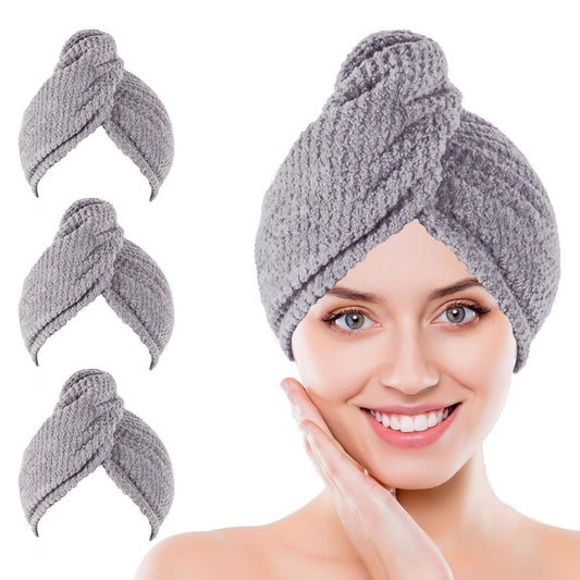 CROWNE Cocoon Hair Wraps — set of 3 microfiber towels on white background